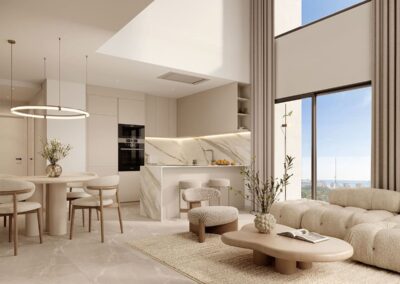 Camporrosso Towers. Calpe Alicante Costa Blanca. Interior salón-cocina.