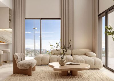 Camporrosso Towers. Calpe Alicante Costa Blanca. Interior salón.