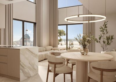 Camporrosso Towers. Calpe Alicante Costa Blanca. Interior salón vistas.